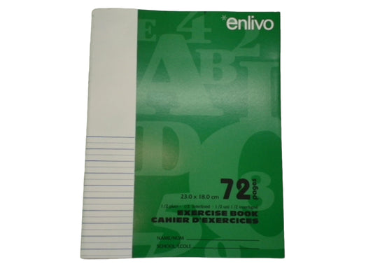 Exercise Book 7" x 9" 1/2 Plain 1/2 Lined 72 Pages (Or 3/$1.00)