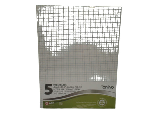 Figuring Pad Quad 4 To 1" Letter Size 5pk. Enlivo (or $1.49ea)