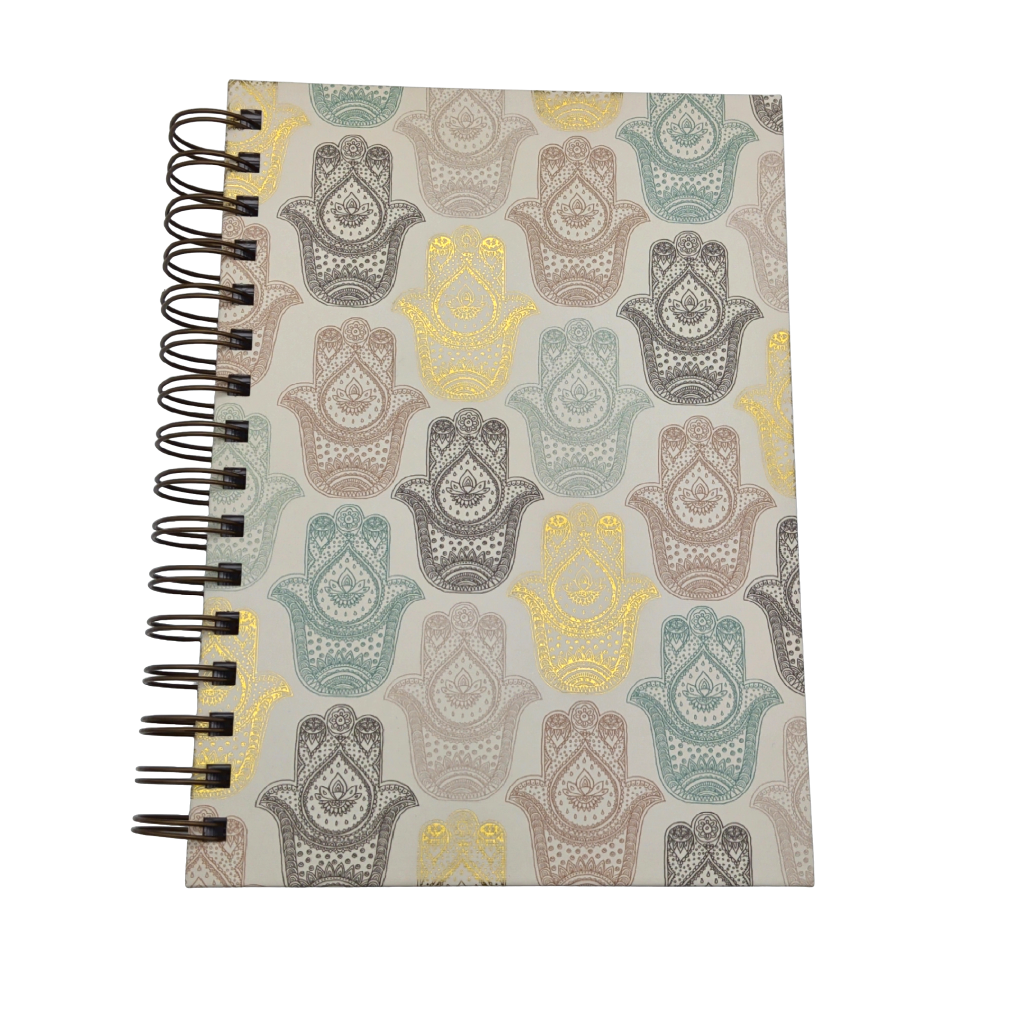 Carnet relié 15,2 cm x 21,6 cm 128 pages Mains de Hamsa Molly & Rex