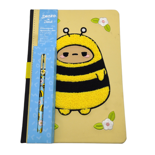 Journal w/Pen 8.5" x 6" 144pgs. Embroided Bee