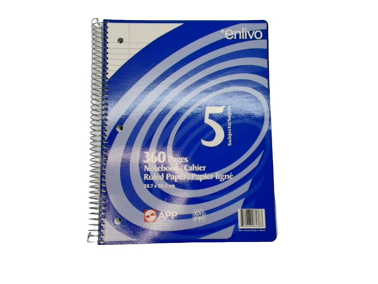 5 Subject Notebook 360 Pages Enlivo
