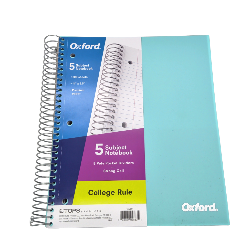 Cahier 5 Matières 28 x 21,5 cm 200 Feuilles Oxford