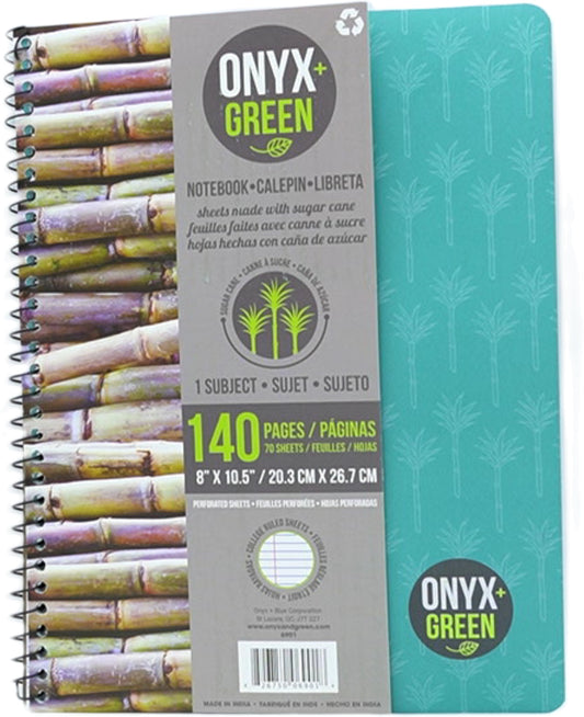 Notebook 8" x 10.5" 140 Pages Onyx + Green