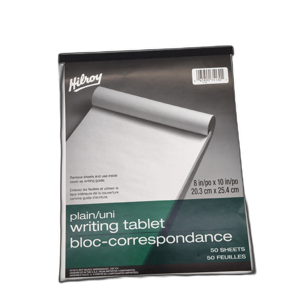 Plain Writing Tablet 8" x 10" 50 Sheets Hilroy
