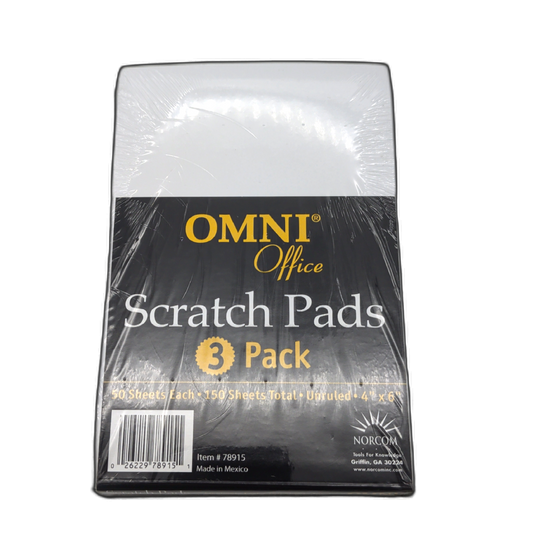 Scratch Pads 3pk. 4" X 6" 50 Sheets Each Unruled Omni Office