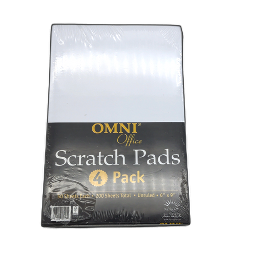 Scratch Pads 4pk. 6" X 9" 50 Sheets Each Unruled Omni Office