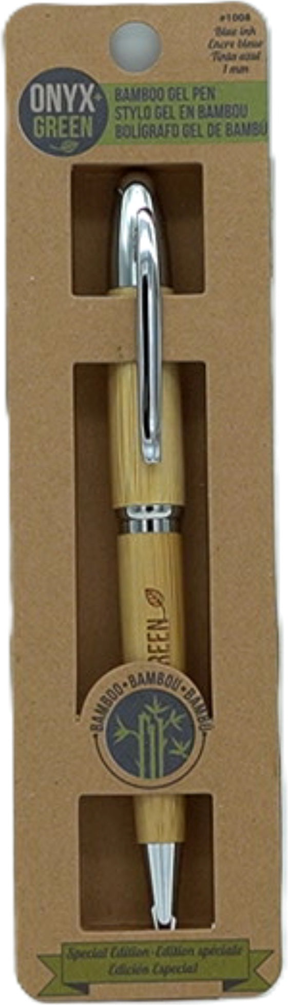 Bamboo Gel Pen Blue Ink Onxy + Green