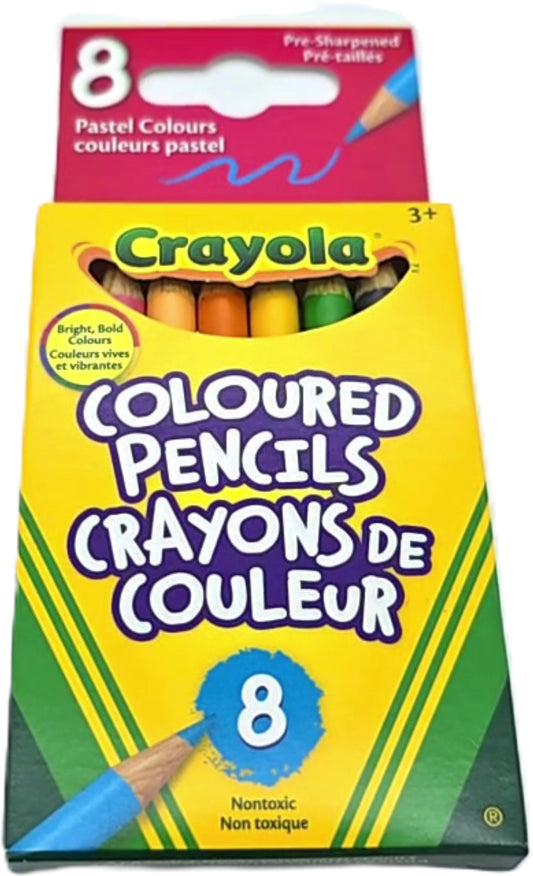 Cut Short Coloured Pencils 8pk. Pastel Colours Crayola