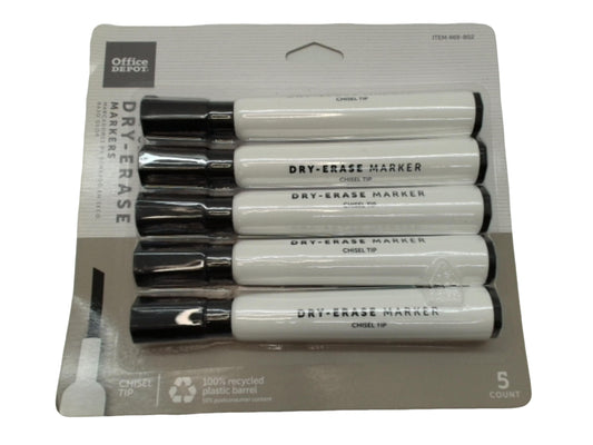 Dry Erase Markers 5pk. Black Office Depot