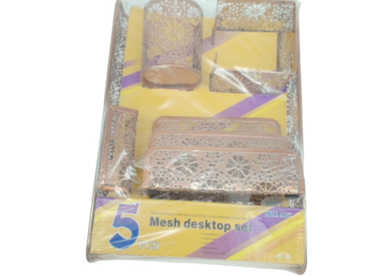 5pc. Desk Organizer Set Rose Gold Art Deco Hudstill
