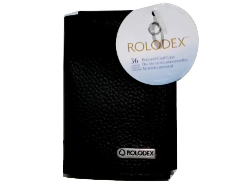 Étui personnel pour cartes en similicuir noir, capacité 36 cartes, Rolodex