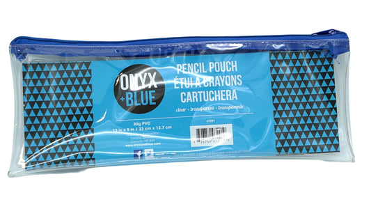 Trousse à crayons 33 cm x 38 cm PVC transparent Onyx + Bleu