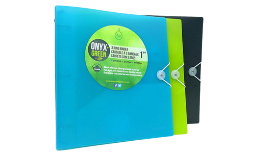 Poly Binder 1" 3 Ring 2 Pockets Assorted Colours Onyx + Green