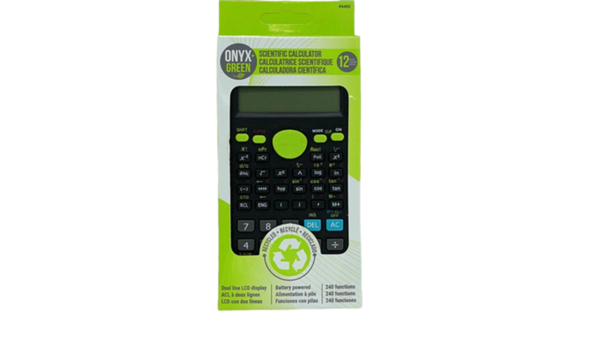 Scientific Calculator 12 Digits 240 Functions Dual Line Lcd Display Onyx + Green