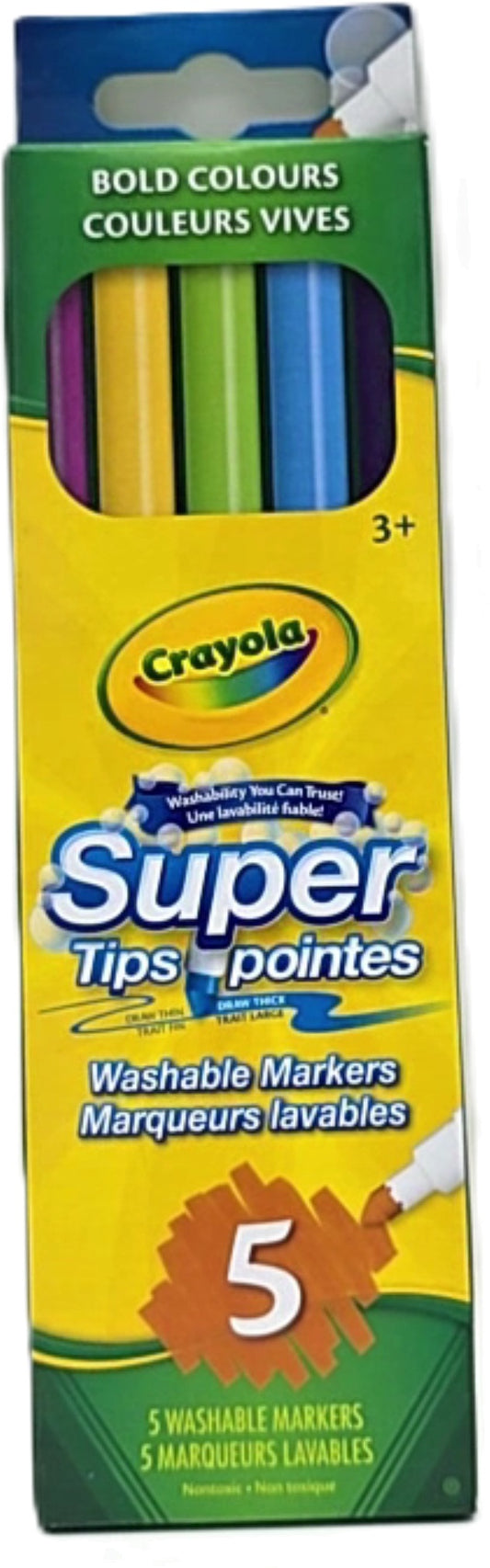 Super Tip Markers 5pk. Bold Colours Crayola