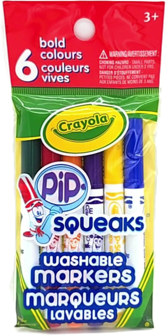 Washable Markers Pip Squeaks 6pk. Bold Colours Crayola