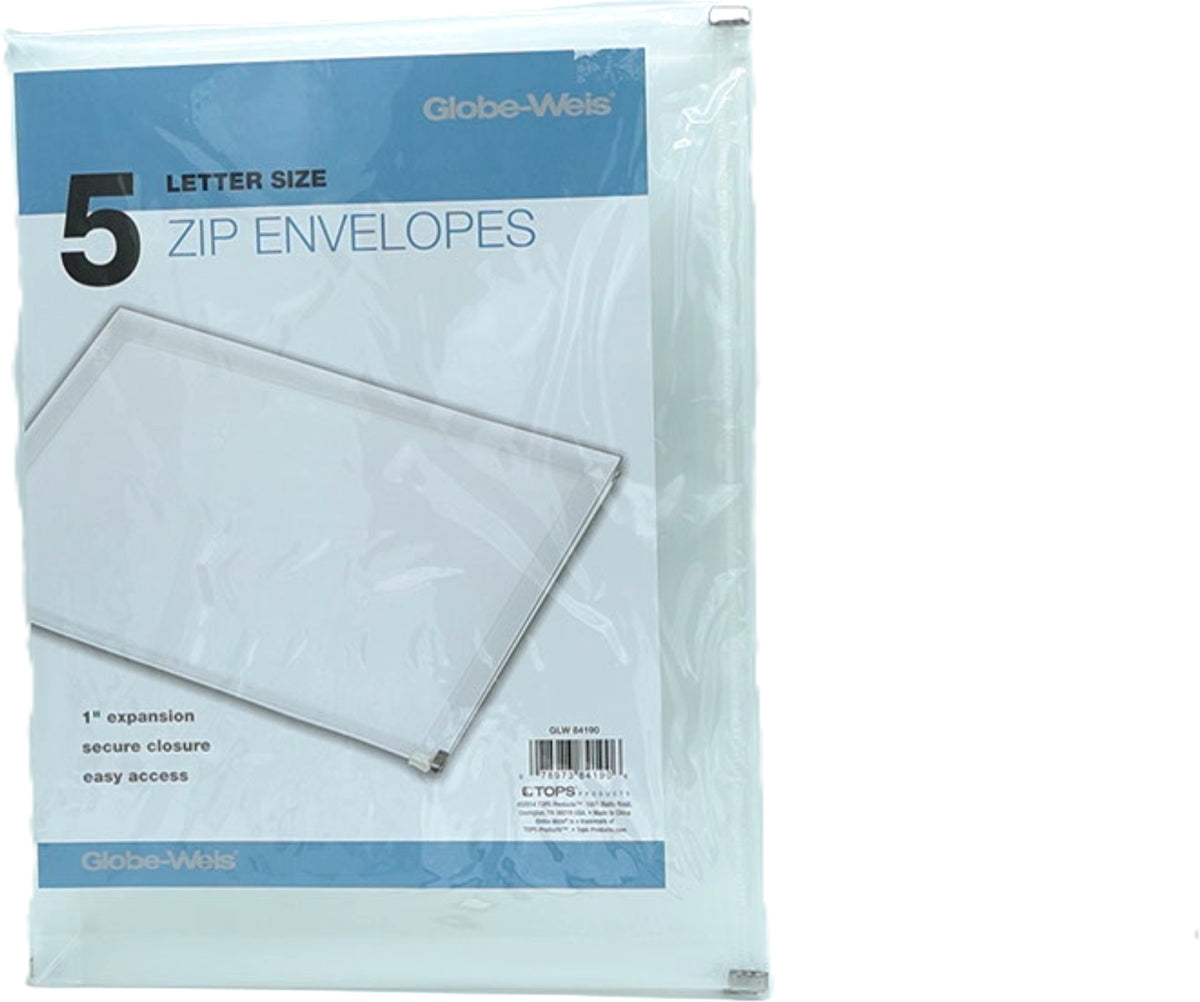 1" Expansion Zip Envelopes 5pk. Pendaflex