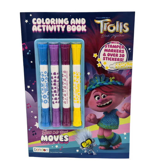 Coloring & Activity Book w/Markers & Stickers Trolls Band Together