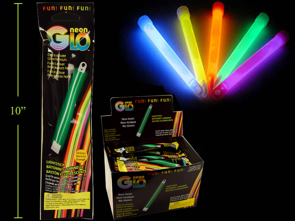 Bâton lumineux fluo 15 cm et collier, 5 coul., emballage sous vide
