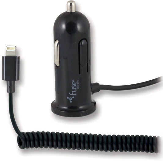 Lightning Car Charger 8' Coil Cable 2A Fuse