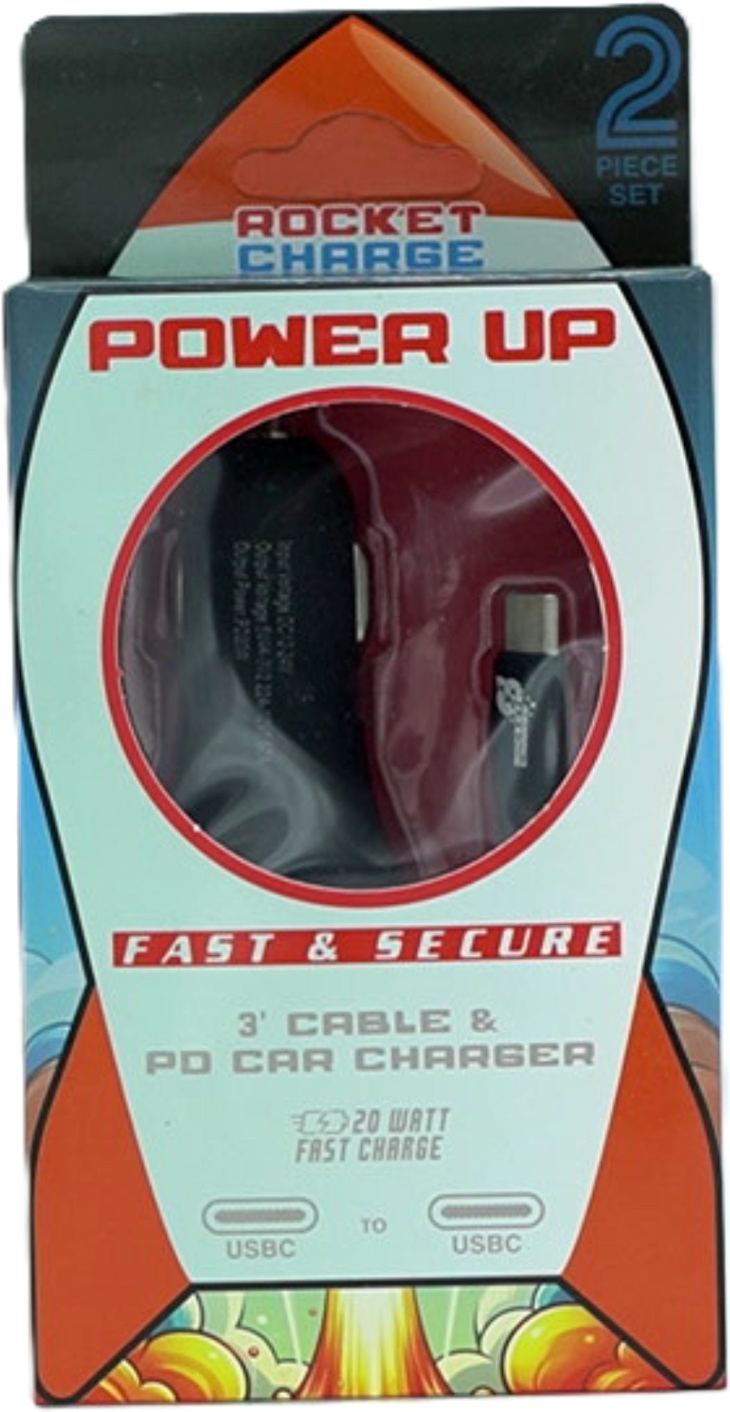 3' USB-C to USB-C Cable & PD Car Charger 20W Fast Charge Power Up