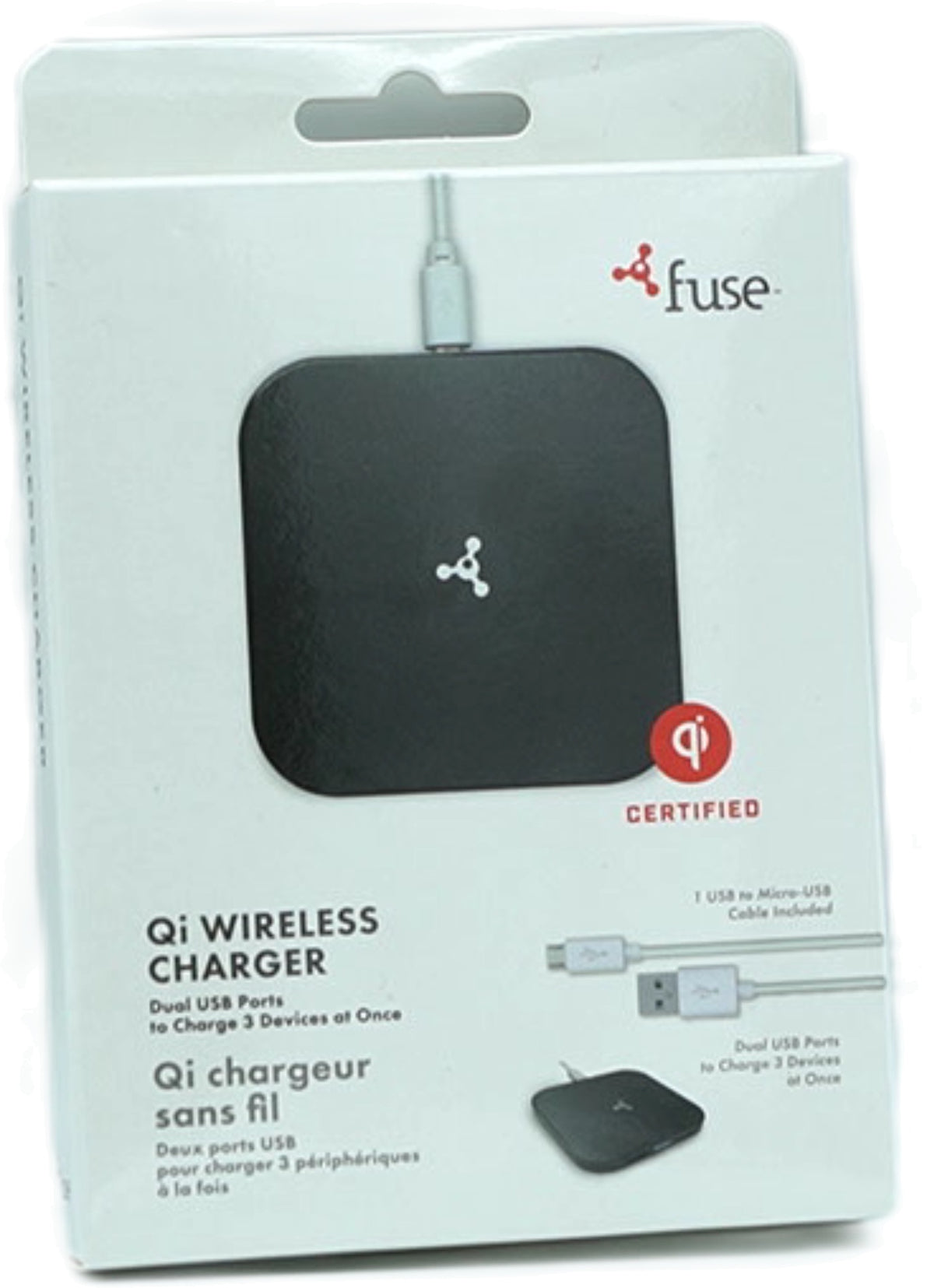 Chargeur sans fil Qi double ports USB à fusible