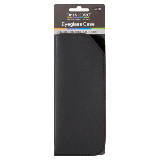 Leather Eyeglass Case w/Microfiber Lens Cloth Optx 20/20