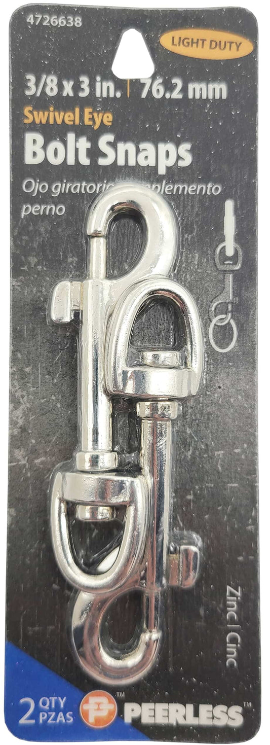 Swivel Eye Bolt Snaps 2pk. 3/8" X 3" Light Duty Peerless - Additional View