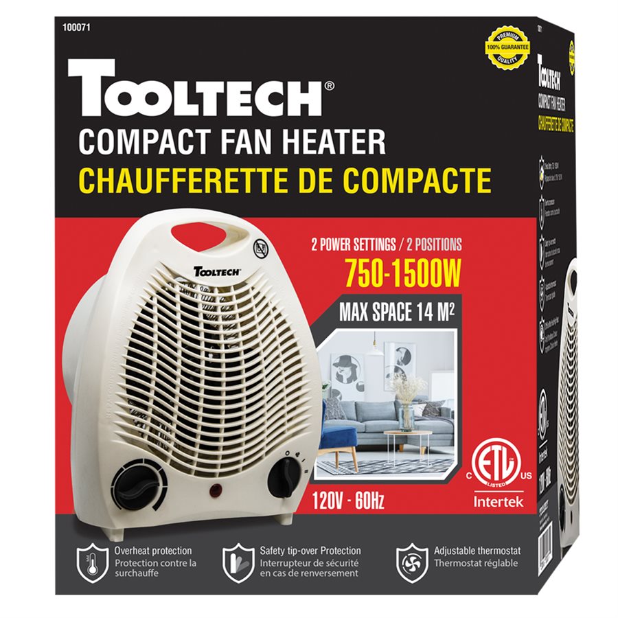 Radiateur soufflant compact en plastique 750-1500W (tête de gondole)