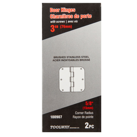 Hinge - door 3" brushed stainless set/2 w/screws