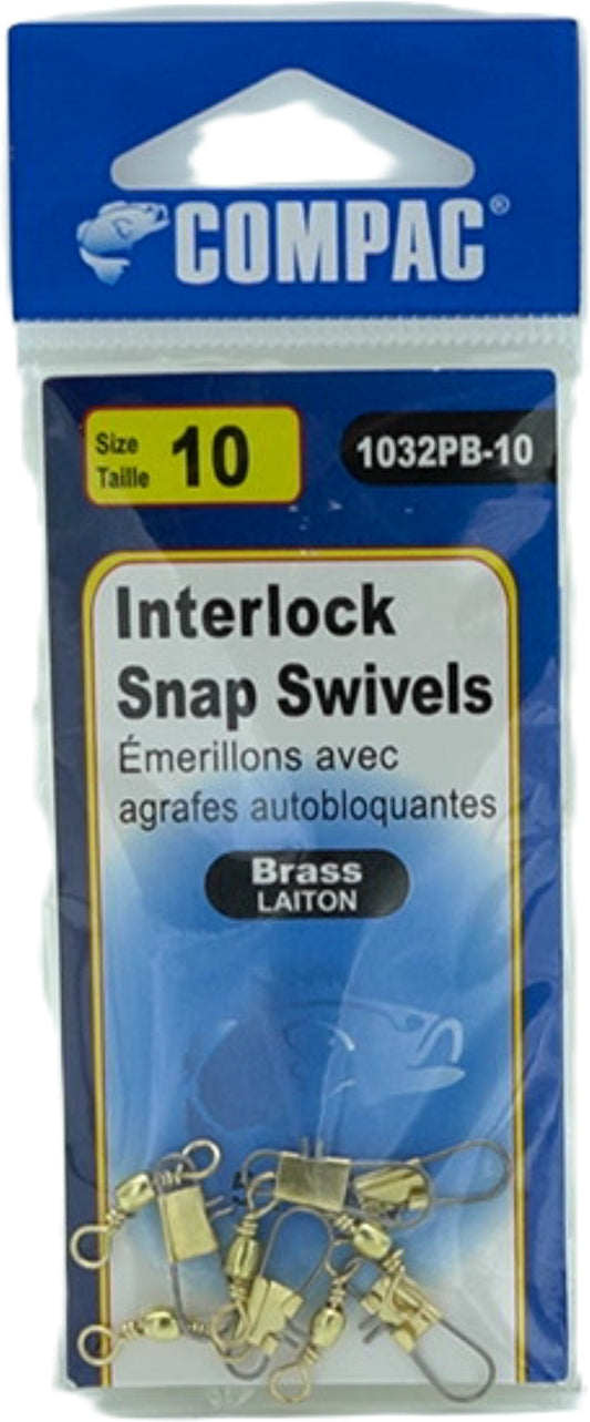 Brass Interlock Snap Swivels, Size 10, 5 pcs