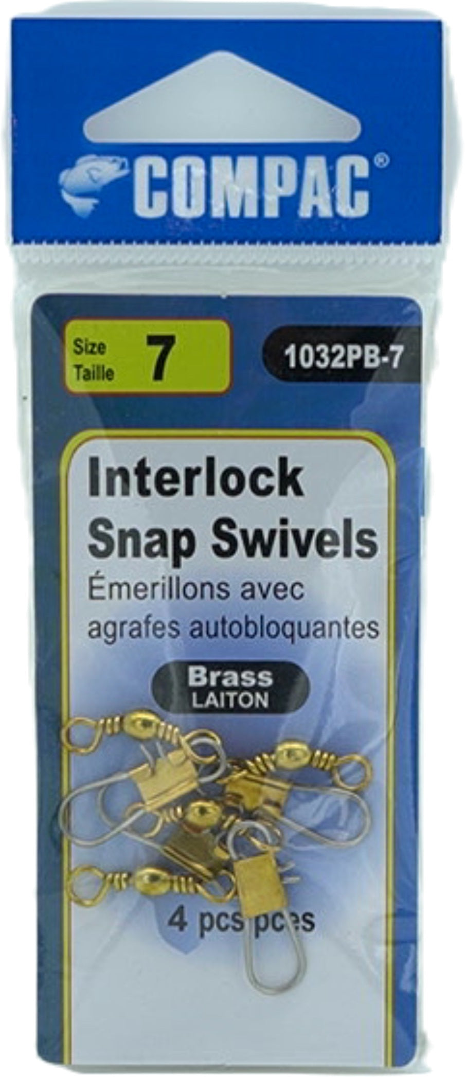 Émerillons Agrafe Interlock Laiton, Taille 7, 4 p.