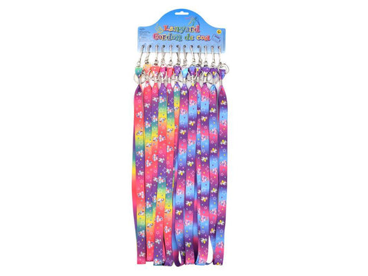 Lanyard 17" Unicorn Printed w/clip, 12/Card