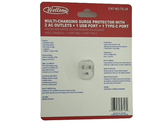 3 outlet adapter with 2 USB - Additional View
