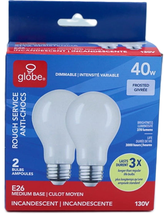 Light Bulb Soft White 40w 2 Pack Globe