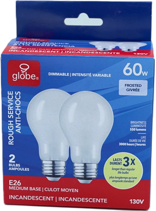 Light Bulb Soft White 60w 2 Pack Globe