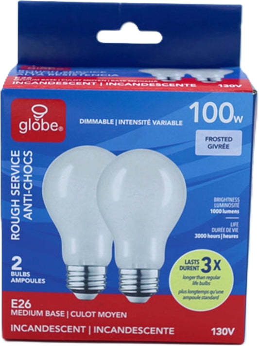 Light Bulb Soft White 100w 2 Pack Globe