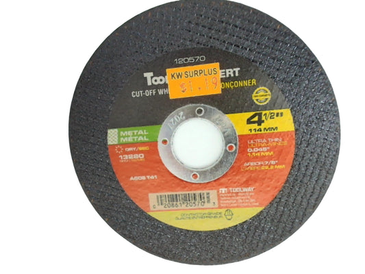 Disque à meuler 4 1/2poX.045X7/8 ultra mince métal 10/9.99
