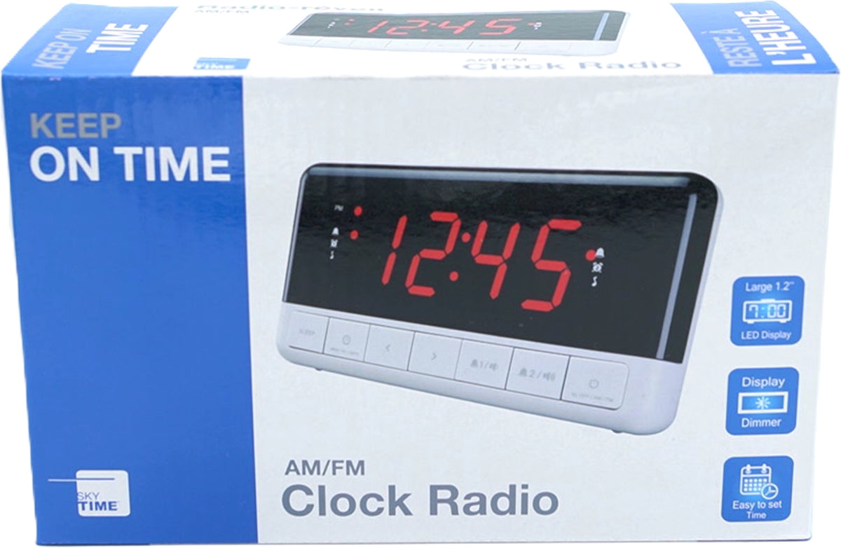 AM/FM Clock Radio 1.2" LED Display Keep On Time