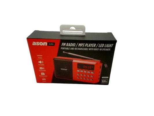 Portable Rechargeable FM Radio/MP3 Player/LED Light w/Built In Speaker Ason