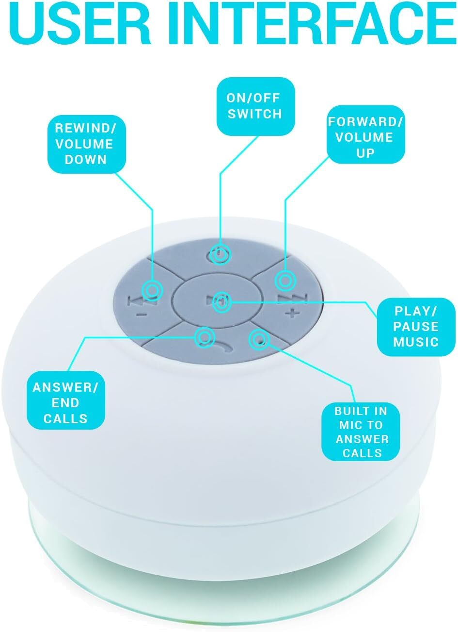 Wireless Shower Speaker White Giraffe Aduro Aqua Sound - Additional View