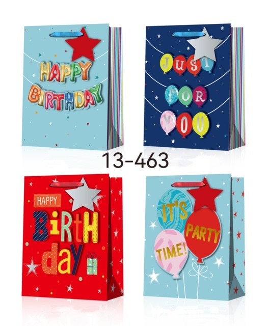 Gift Bags Large Glitter Happy Birthday 4 Asstd