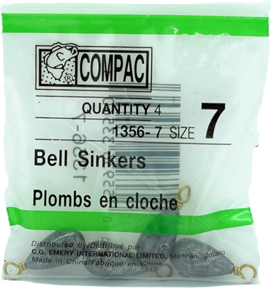 Bell sinkers, size 3/8 oz, 4 pcs