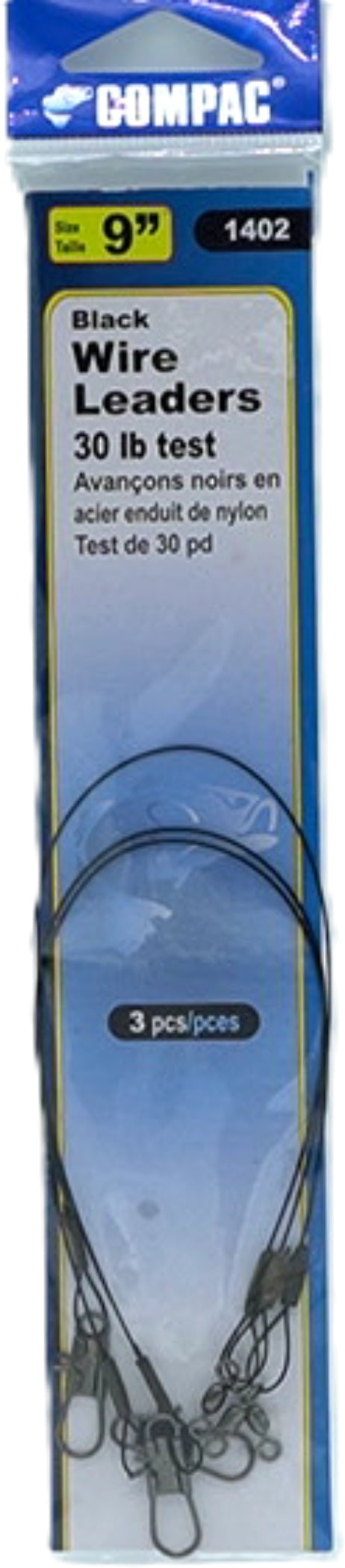 Black Steel Wire Leaders, 3 pack ,30 lb test  9"