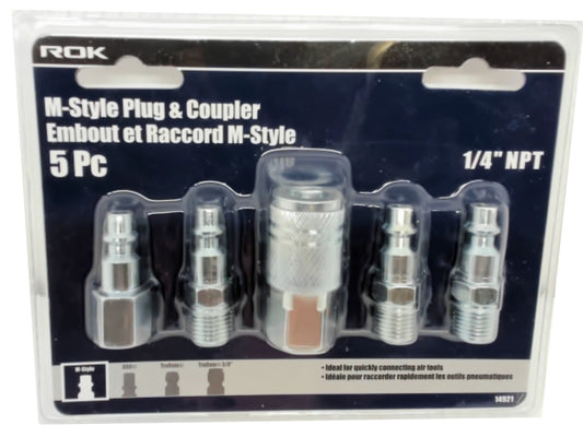 M-Style plug and coupler 5 pc 1/4 inch set