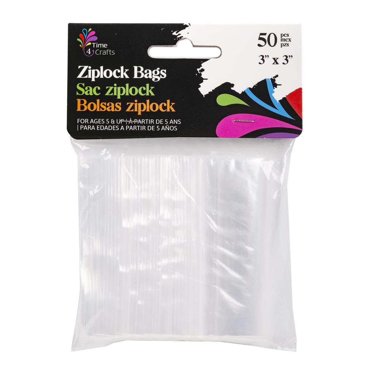 ZIPLOCK BAG 50-PC SIZE: 3" x 3" P TIME 4 CRAFTS