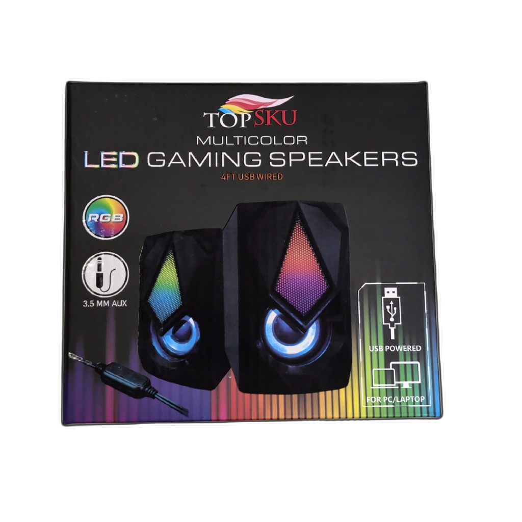 Led Gaming Speakers 3.5mm Aux Multicolor Topsku