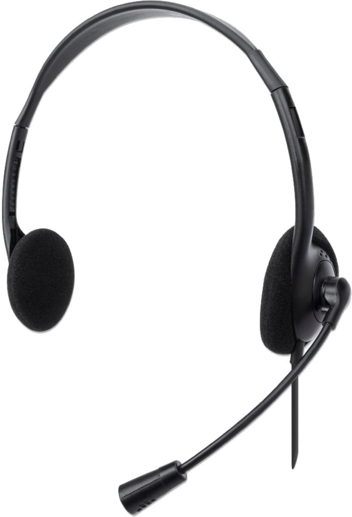 Stereo USB Headset w/Adjustable Headband & Flexible Boom Mic Manhattan