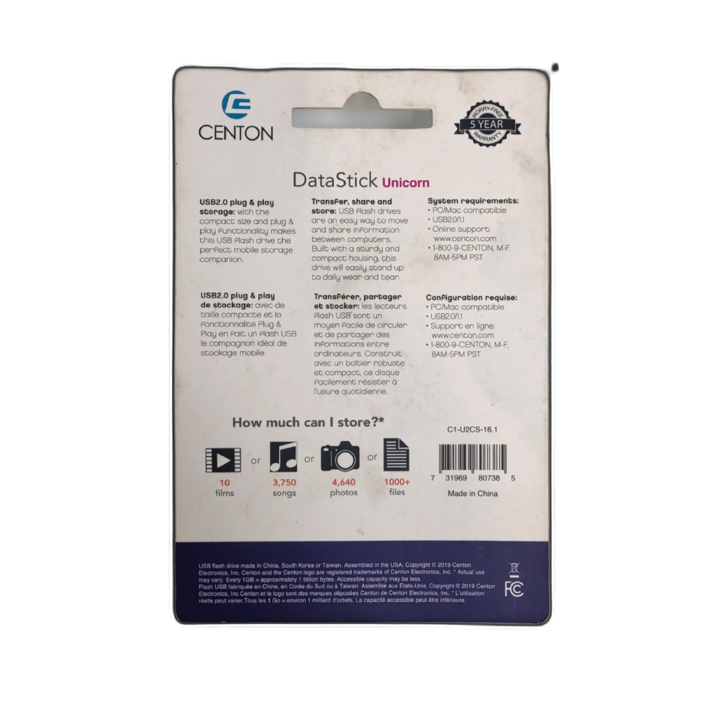 USB 2.0 Flash Drive 16gb. Unicorn Centon