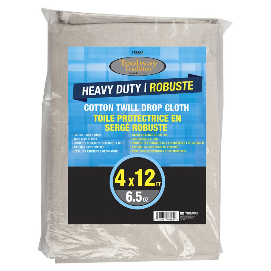Heavy Duty Cotton Twill Drop Cloth 6.5oz 4ft x 12ft